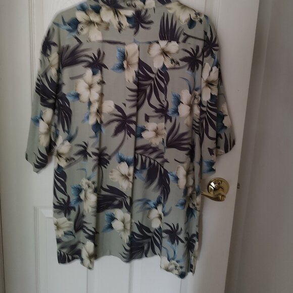 Jamaica Jaxx 100% Silk Floral Hawaiian Short Sleeve Button Down Shirt XL - Picture 4 of 9